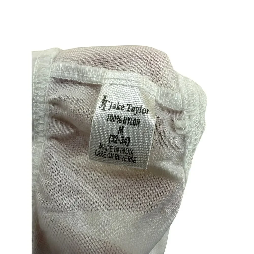 Vintage Jake Taylor Nylon Low Rise Brief Mens White Silky Nylon
